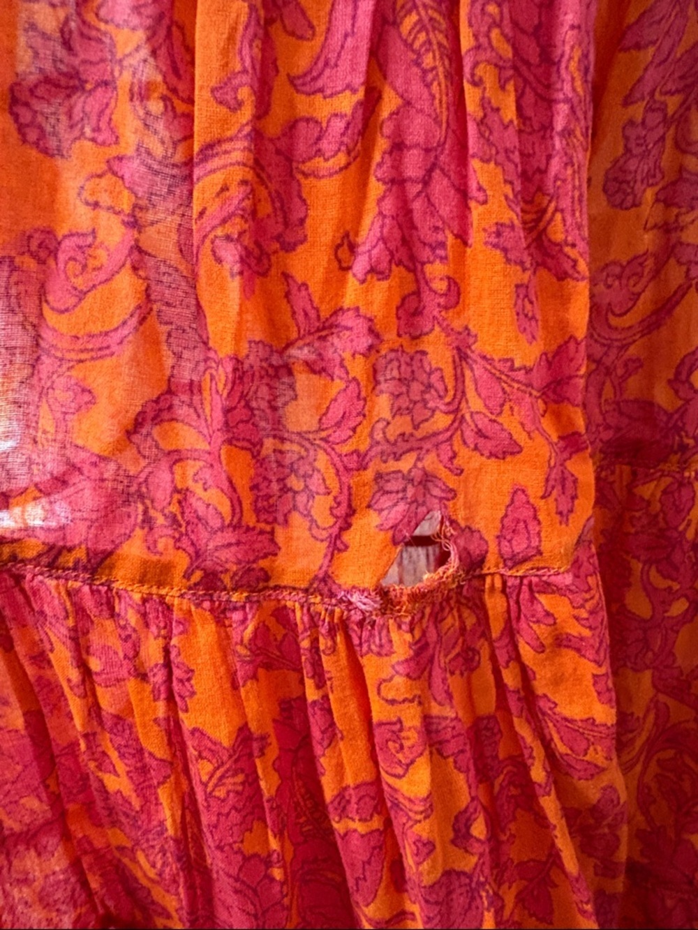 Free People Kikas Printed Midi Tiered Dress in Tangerine, Size XS - Picture 14 of 16